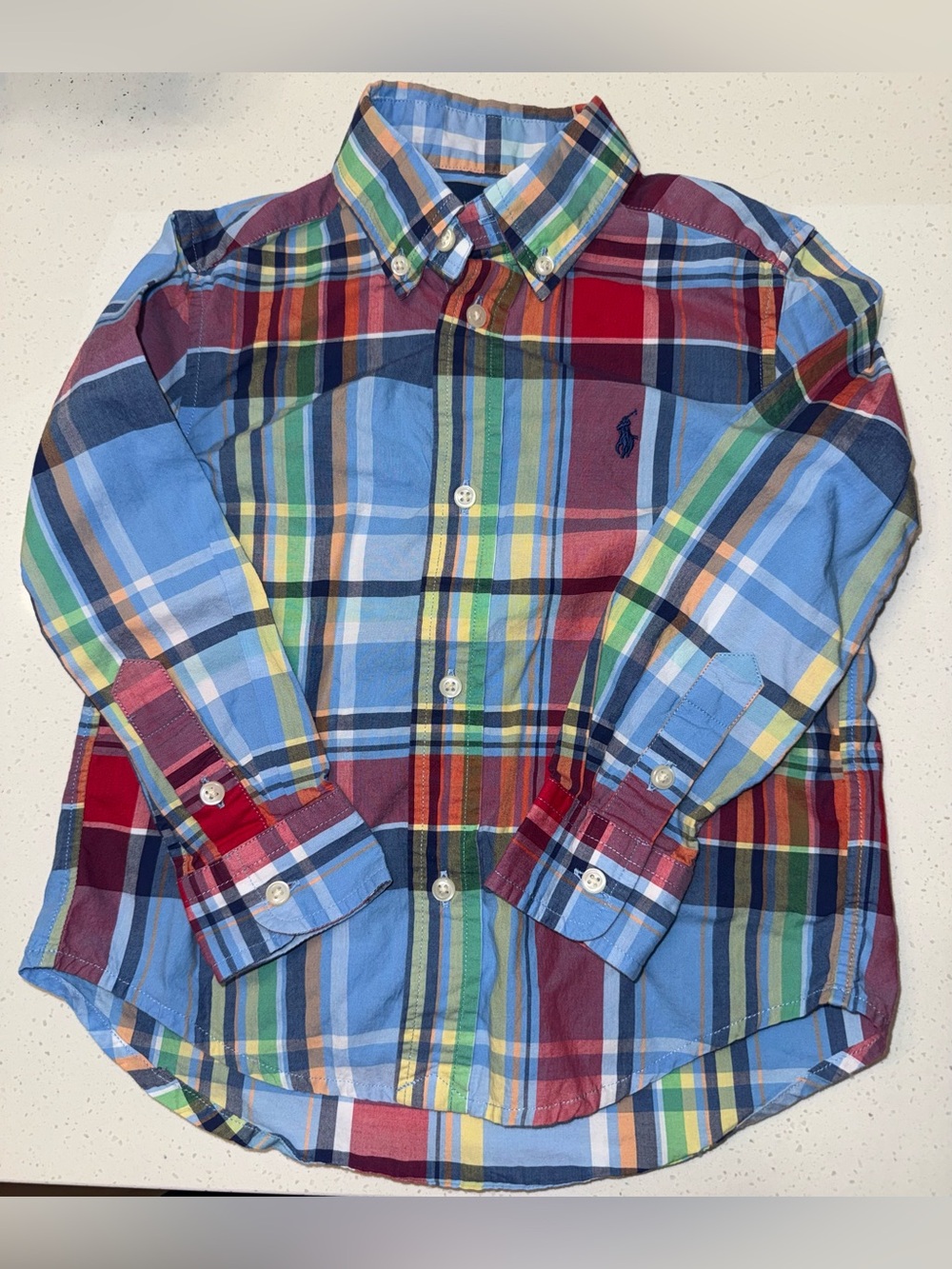 Ralph Lauren Boys Plaid Button-Down Shirt in Blue, Red, Green
